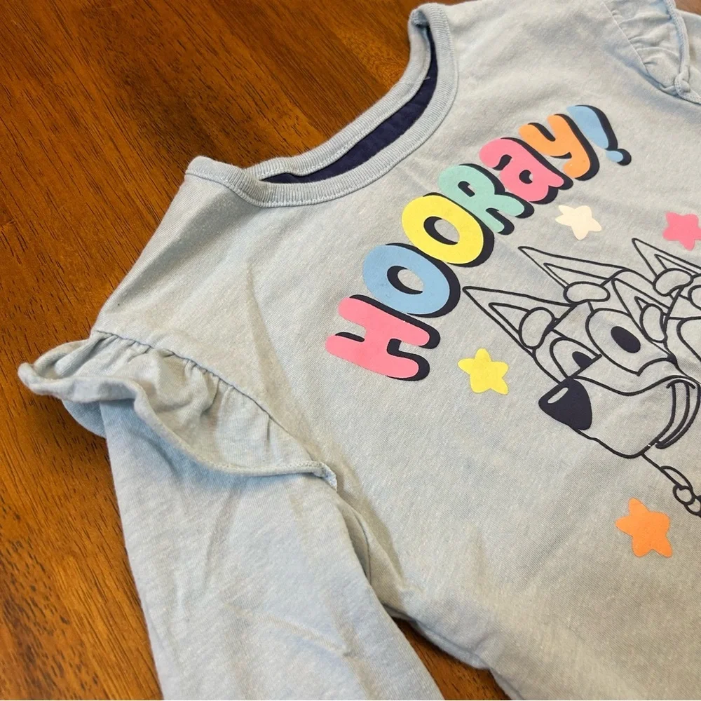 Bluey Toddler Outfit  | Girls 4T | Long Sleeve Top + 2 Navy Leggings Set